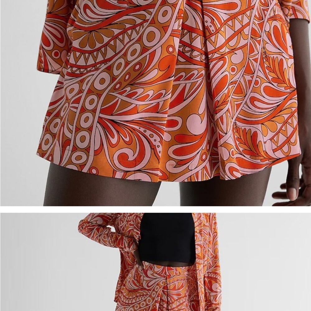 Vibrant Orange Patterned Dress